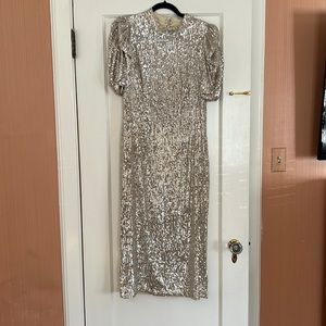 H&M silver sequin midi dress